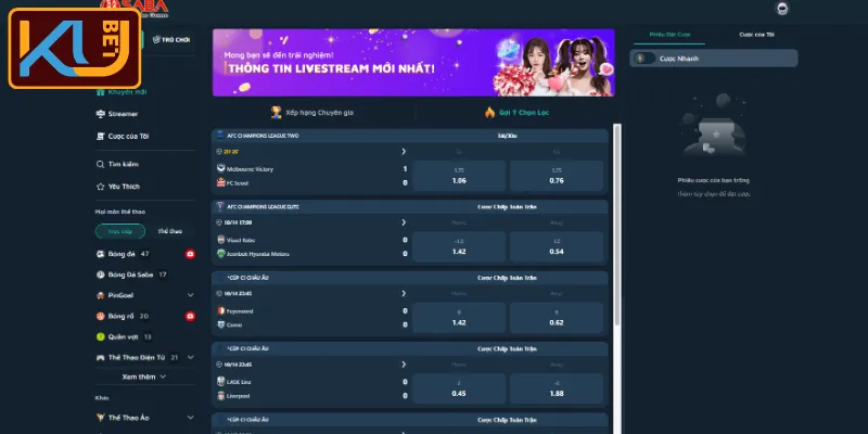 SABA Sports KUBET - Nhà Cung Cấp Thể Thao Đỉnh Cao 2026 3 Các sản phẩm thể thao được quan tâm tại SABA Sports KUBET