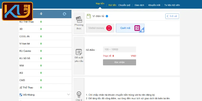 Nạp Tiền KUBET Dễ Dàng Với Hướng Dẫn Chi Tiết Từ A-Z 4 Nạp tiền KUBET bằng ví điện tử