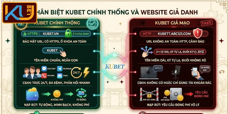 Phân biệt trang KUBET chính thức với website mạo danh